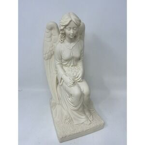 Ceramic Pottery Angel Statue Kneeling ~14" Austin Sculpture 1995 Neoclassical